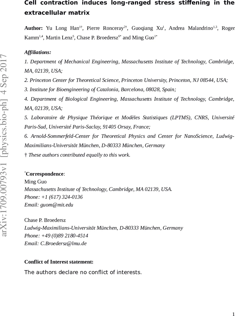 Cell contraction induces long-ranged stress stiffening in the   extracellular matrix