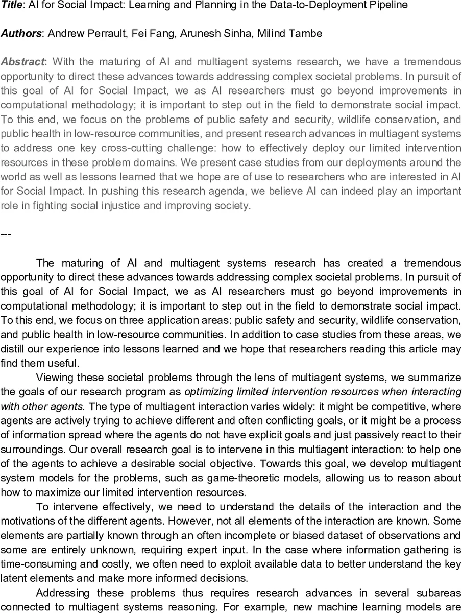 AI for Social Impact: Learning and Planning in the Data-to-Deployment   Pipeline