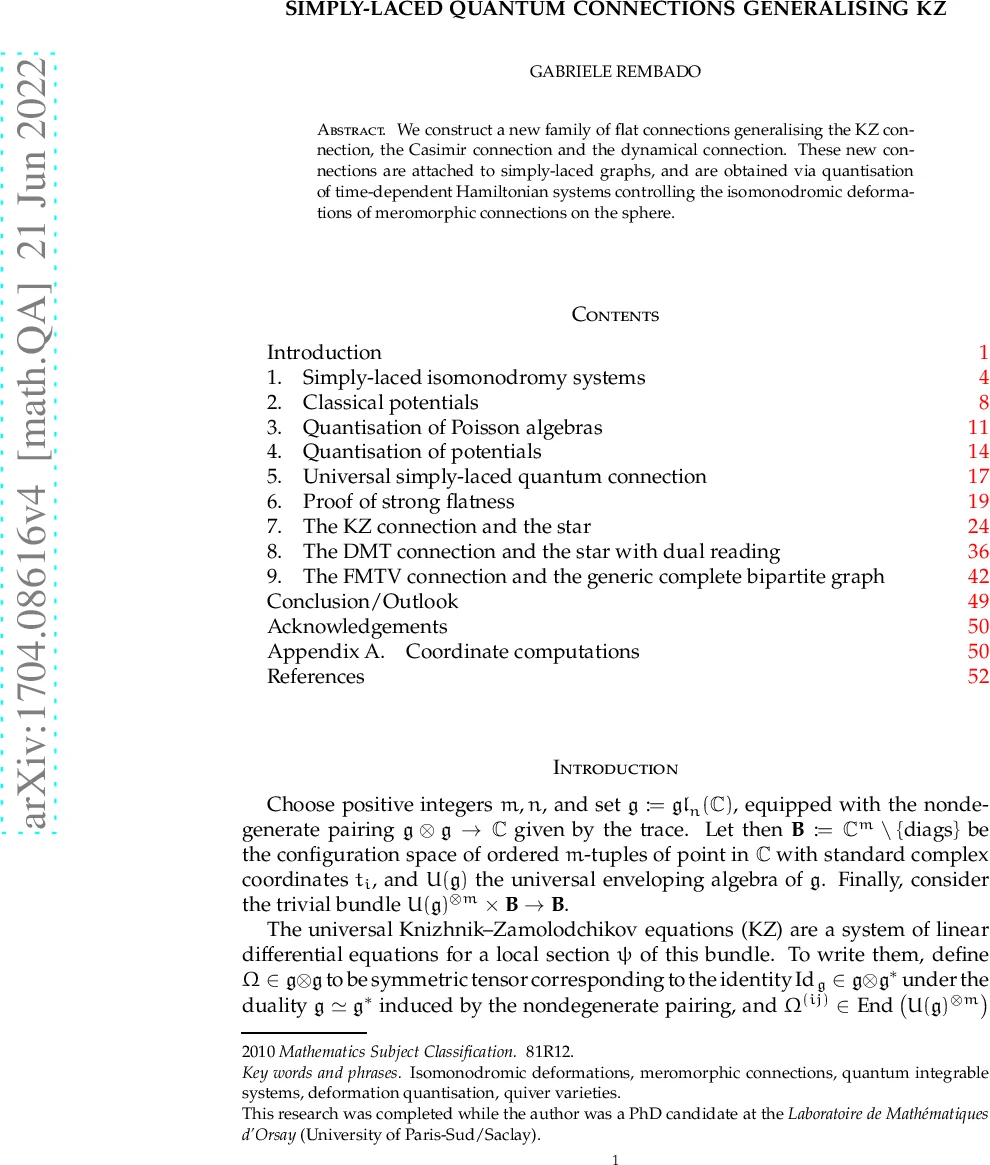Simply-laced quantum connections generalising KZ