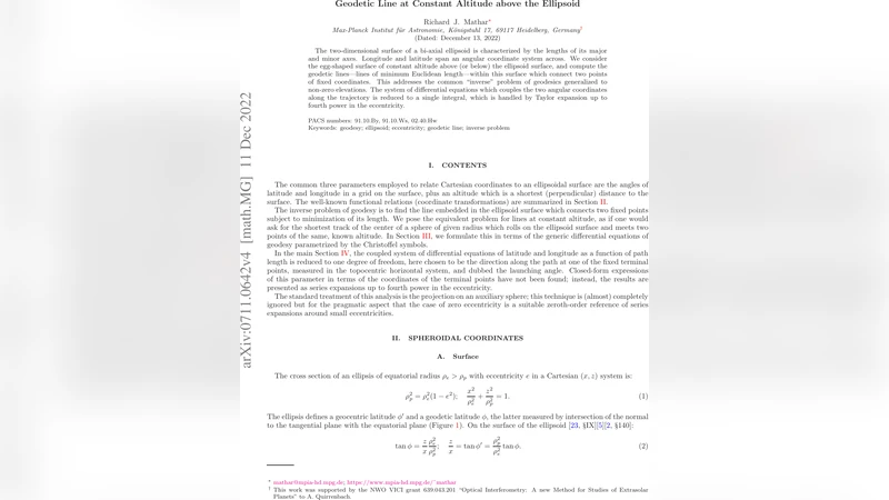 Geodetic Line at Constant Altitude above the Ellipsoid