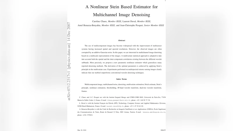 A nonlinear Stein based estimator for multichannel image denoising