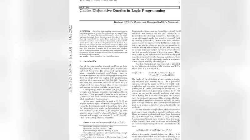 Choice Disjunctive Queries in Logic Programming