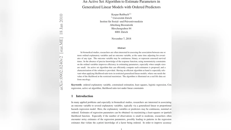 An Active Set Algorithm to Estimate Parameters in Generalized Linear   Models with Ordered Predictors