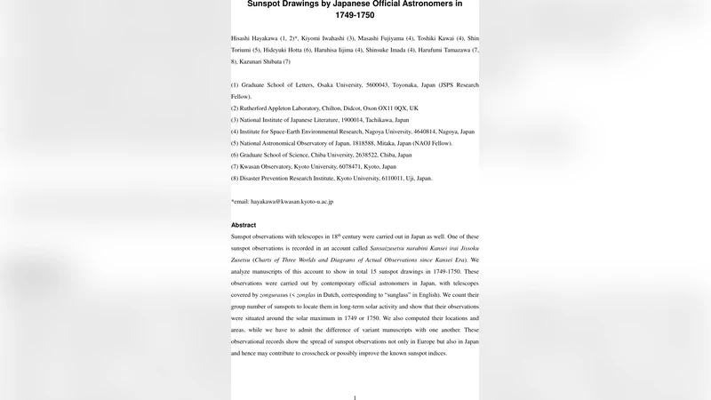 Sunspot Drawings by Japanese Official Astronomers in 1749-1750