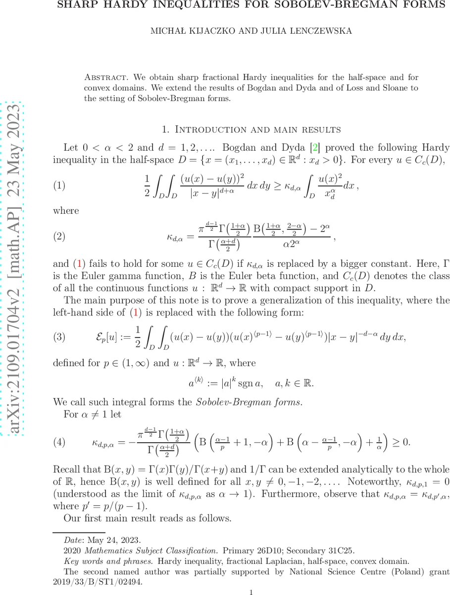 Sharp Hardy inequalities for Sobolev-Bregman forms