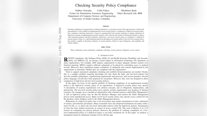 Checking Security Policy Compliance