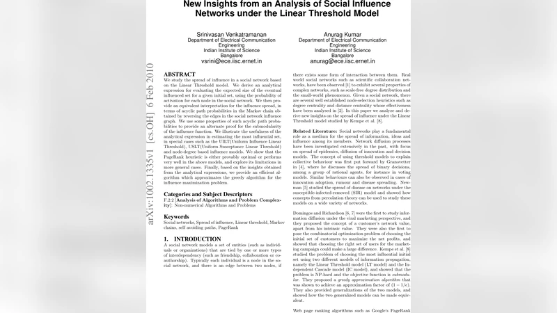 New Insights from an Analysis of Social Influence Networks under the   Linear Threshold Model