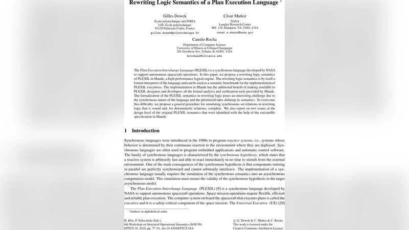 Rewriting Logic Semantics of a Plan Execution Language