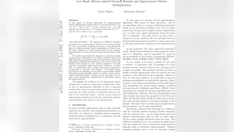Low Rank Matrix-Valued Chernoff Bounds and Approximate Matrix   Multiplication