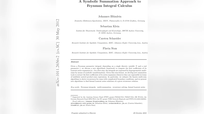 A Symbolic Summation Approach to Feynman Integral Calculus