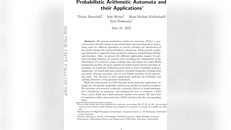 Probabilistic Arithmetic Automata and their Applications