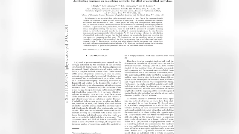 Accelerating consensus on co-evolving networks: the effect of committed   individuals