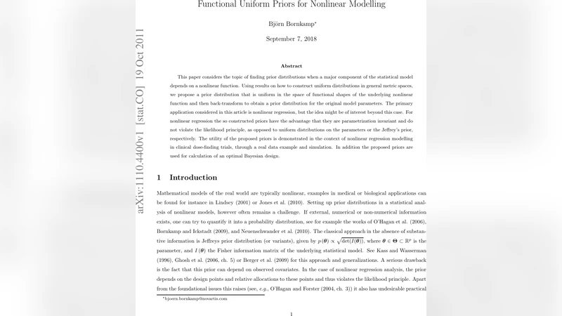 Functional Uniform Priors for Nonlinear Modelling