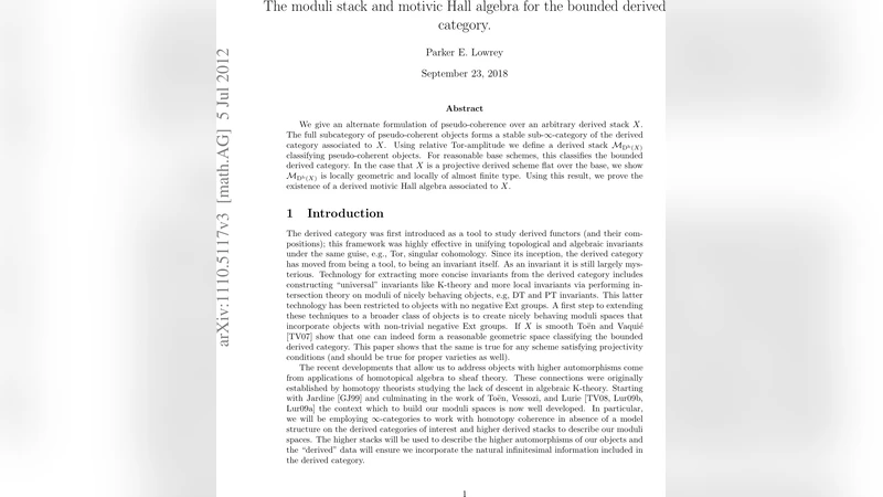 The moduli stack and motivic Hall algebra for the bounded derived   category