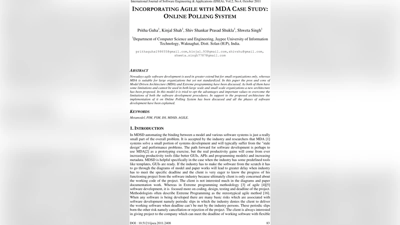 Incorporating Agile with MDA Case Study: Online Polling System