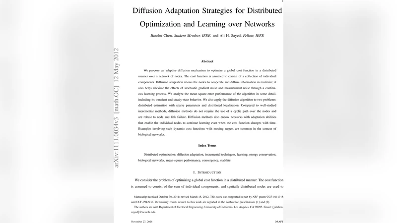 Diffusion Adaptation Strategies for Distributed Optimization and   Learning over Networks