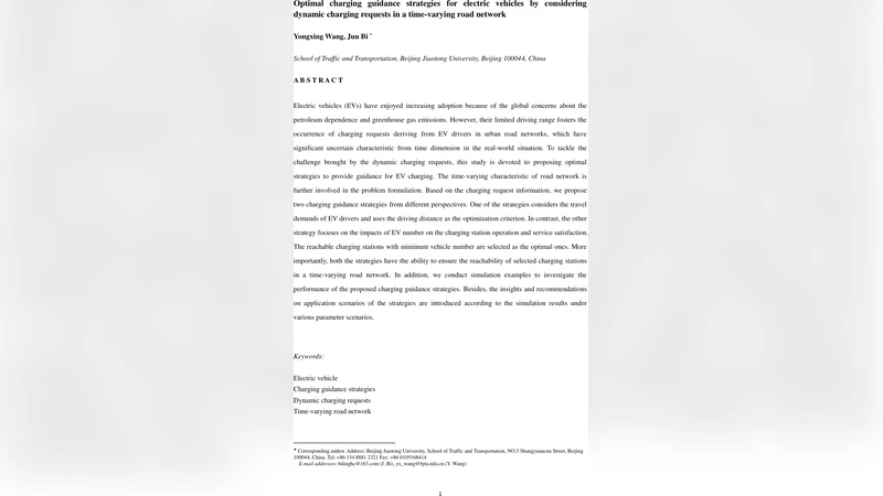 Optimal charging guidance strategies for electric vehicles by   considering dynamic charging requests in a time-varying road network