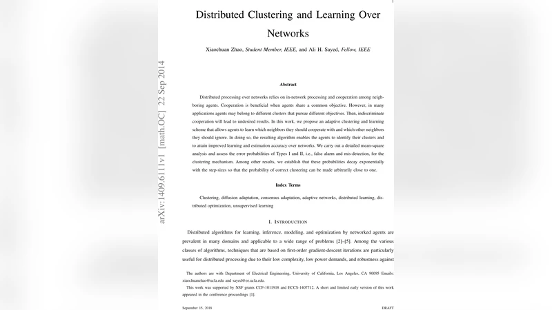 Distributed Clustering and Learning Over Networks