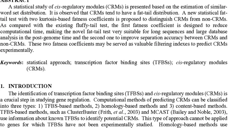 A statistical fat-tail test of predicting regulatory regions in the   Drosophila genome