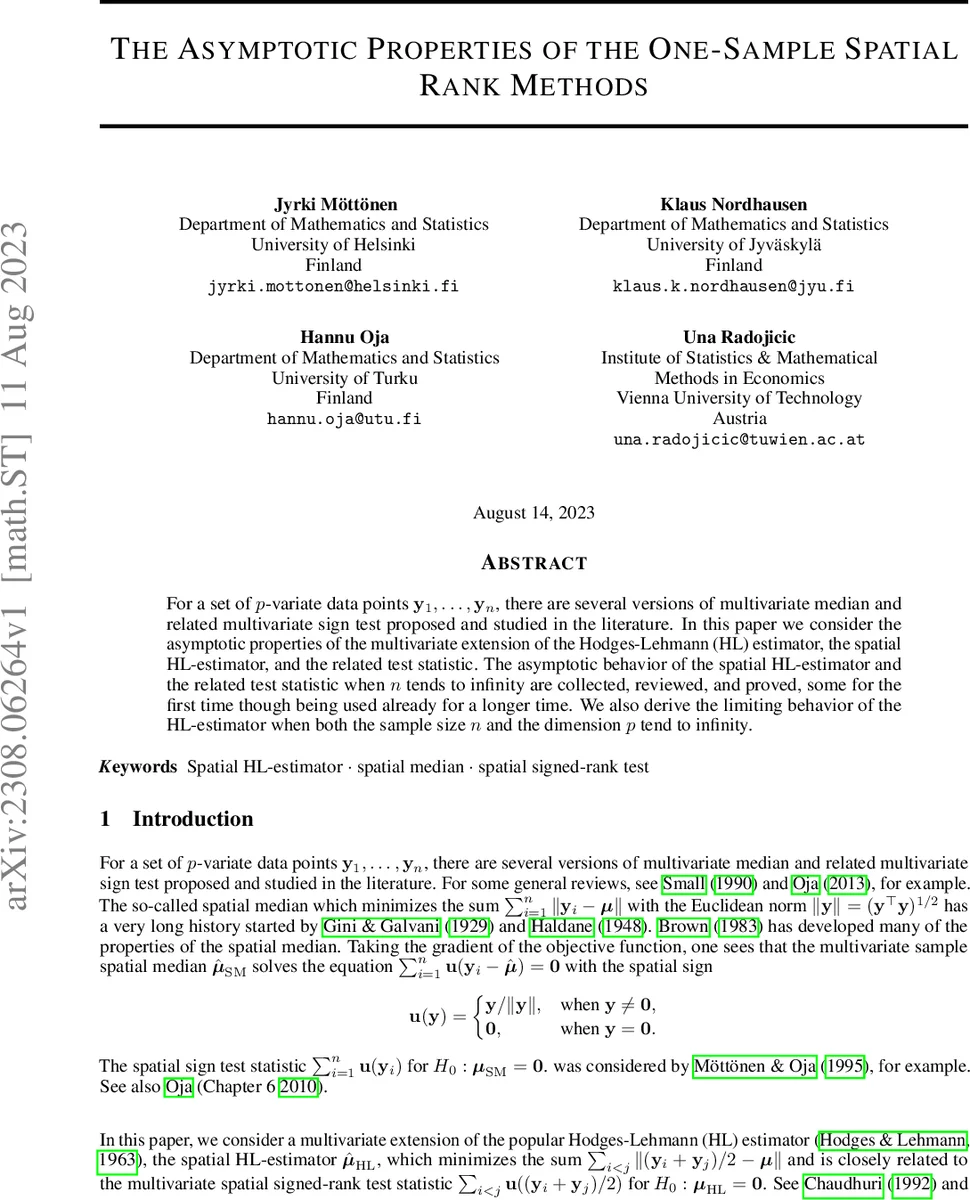The Asymptotic Properties of the One-Sample Spatial Rank Methods