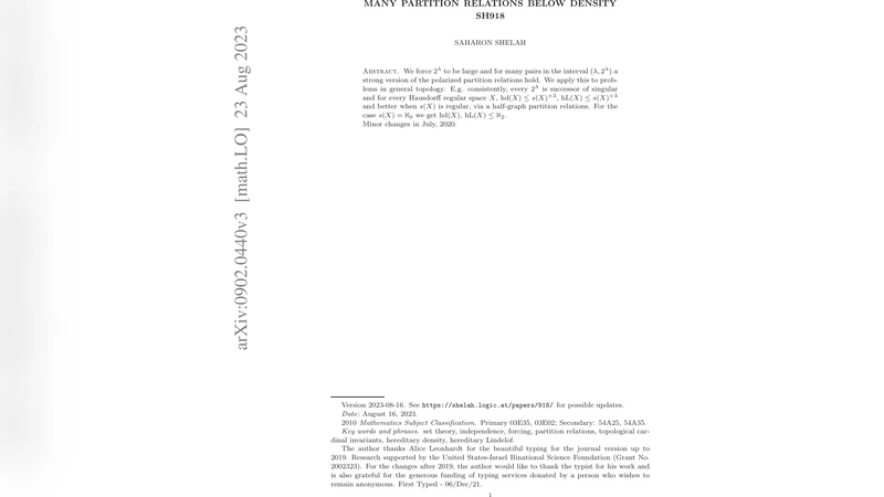 Many partition relations below density