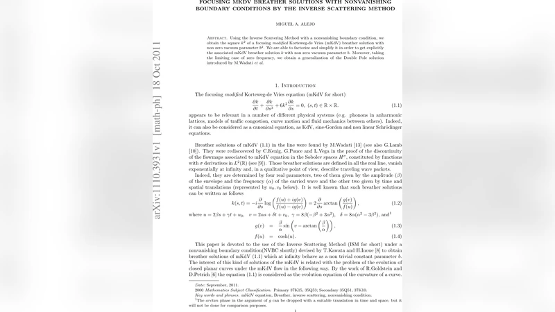 Focusing mKdV Breather Solutions with Nonvanishing Boundary Conditions   by the Inverse Scattering Method
