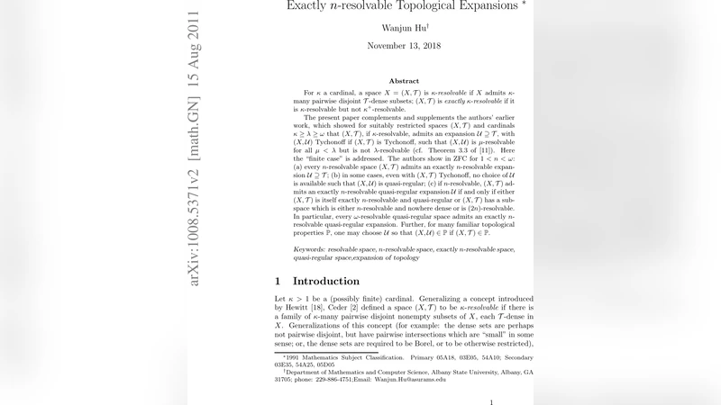 Exactly $n$-resolvable Topological Expansions