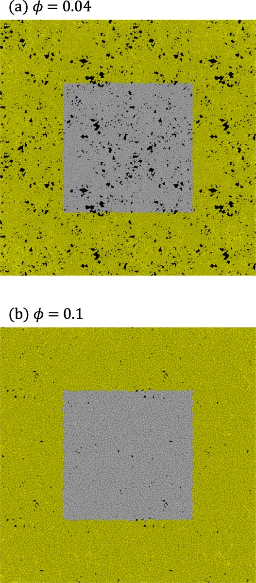 Interparticle normal force in highly porous granular matter during compression.