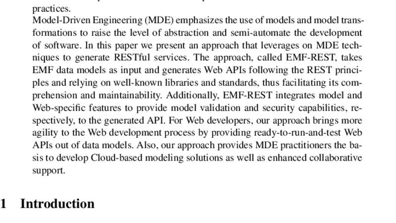 EMF-REST: Generation of RESTful APIs from Models