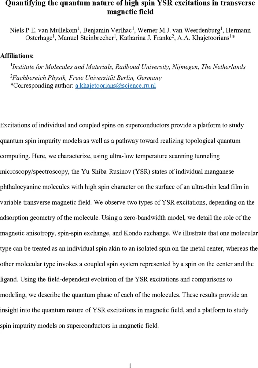 Quantifying the quantum nature of high spin YSR excitations in transverse magnetic field