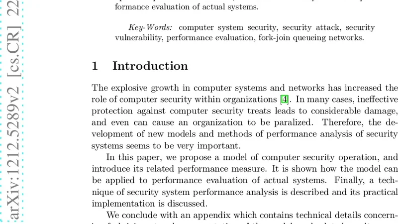 Modeling and performance evaluation of computer systems security   operation