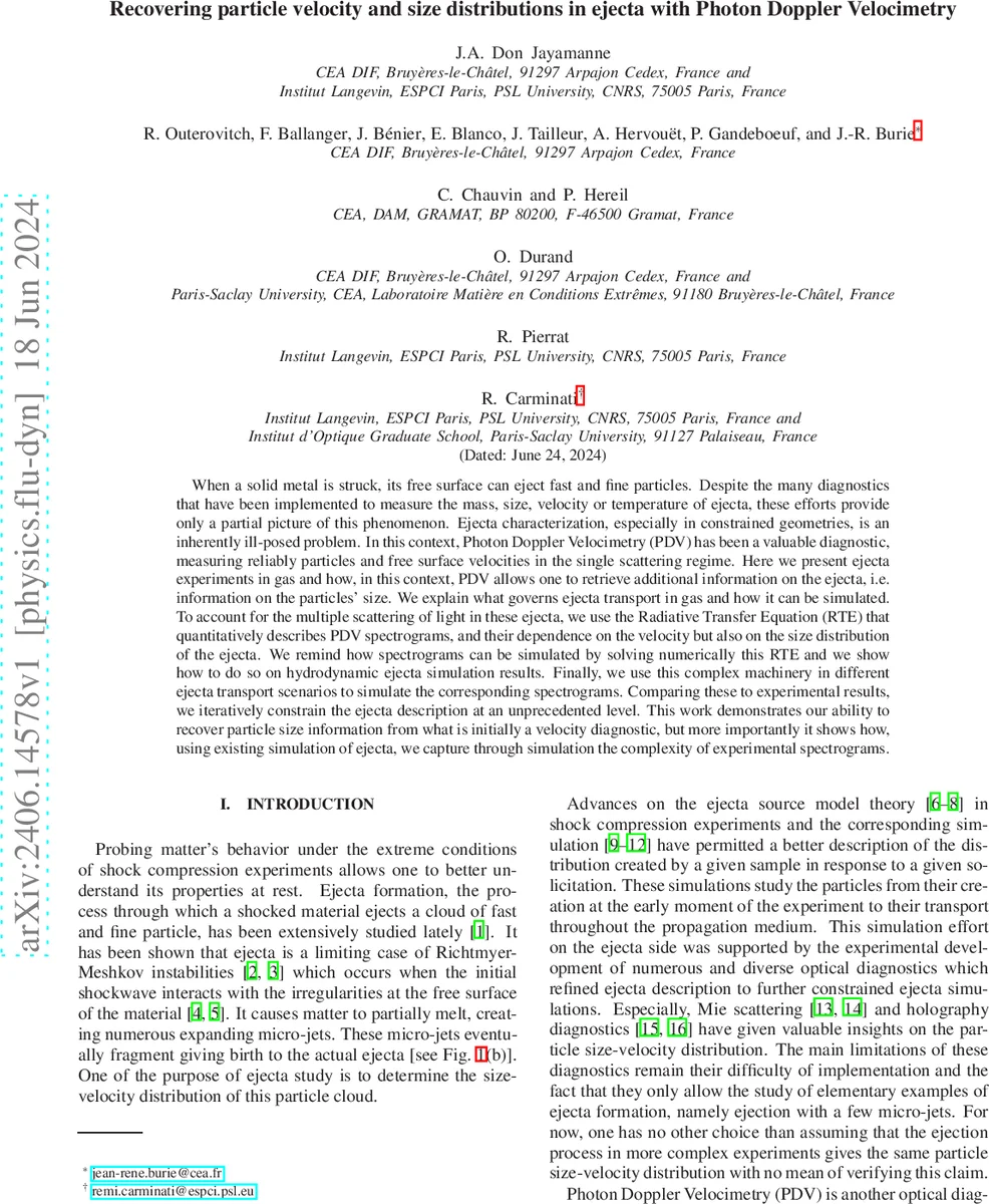 Recovering particle velocity and size distributions in ejecta with Photon Doppler Velocimetry