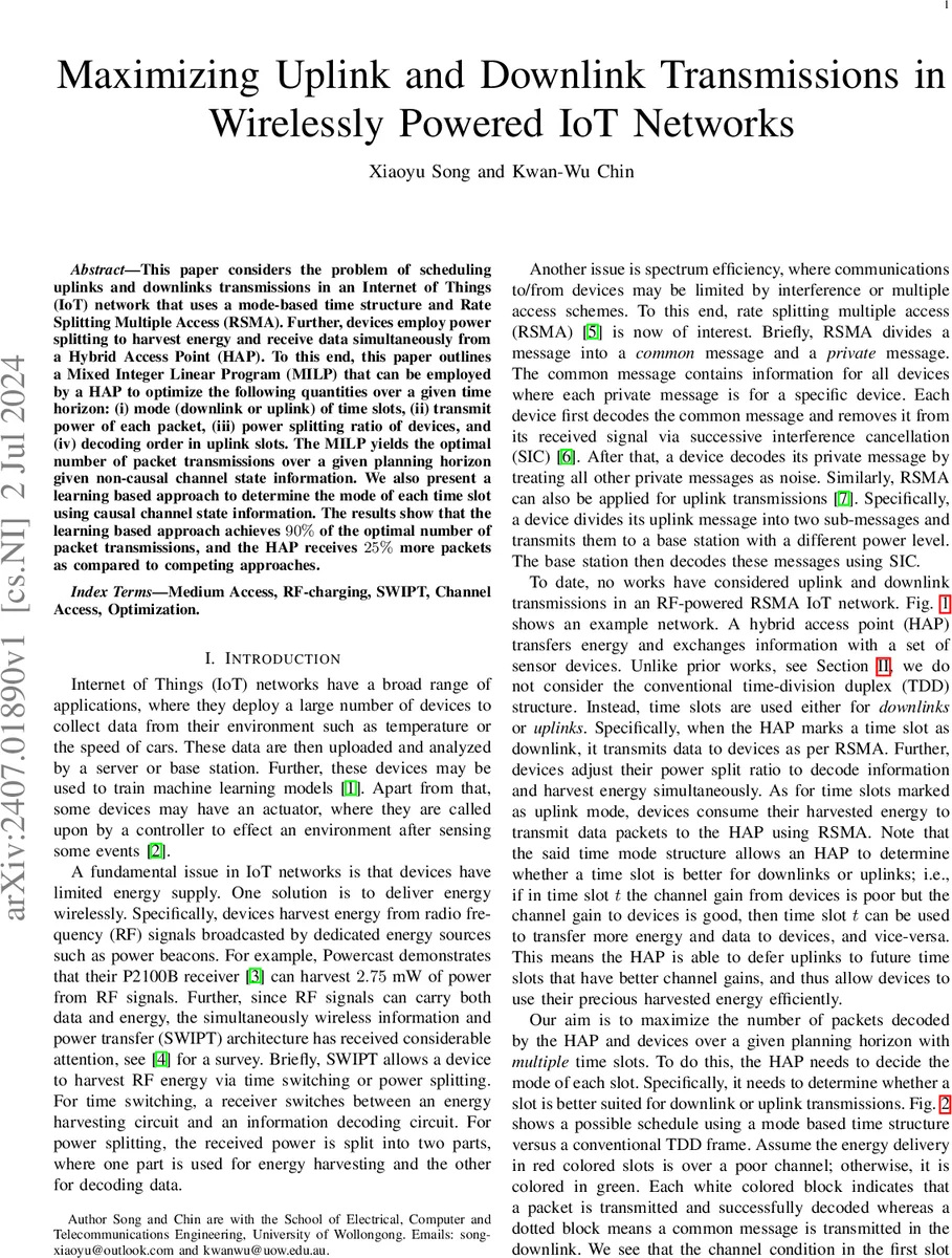 Maximizing Uplink and Downlink Transmissions in Wirelessly Powered IoT Networks