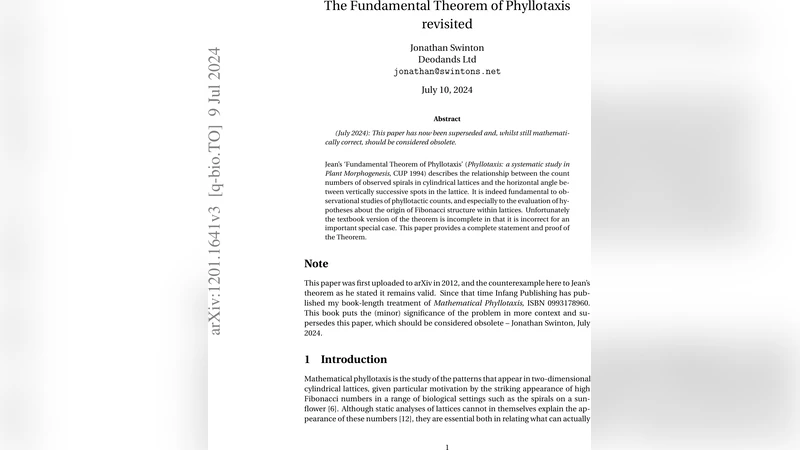The Fundamental Theorem of Phyllotaxis revisited