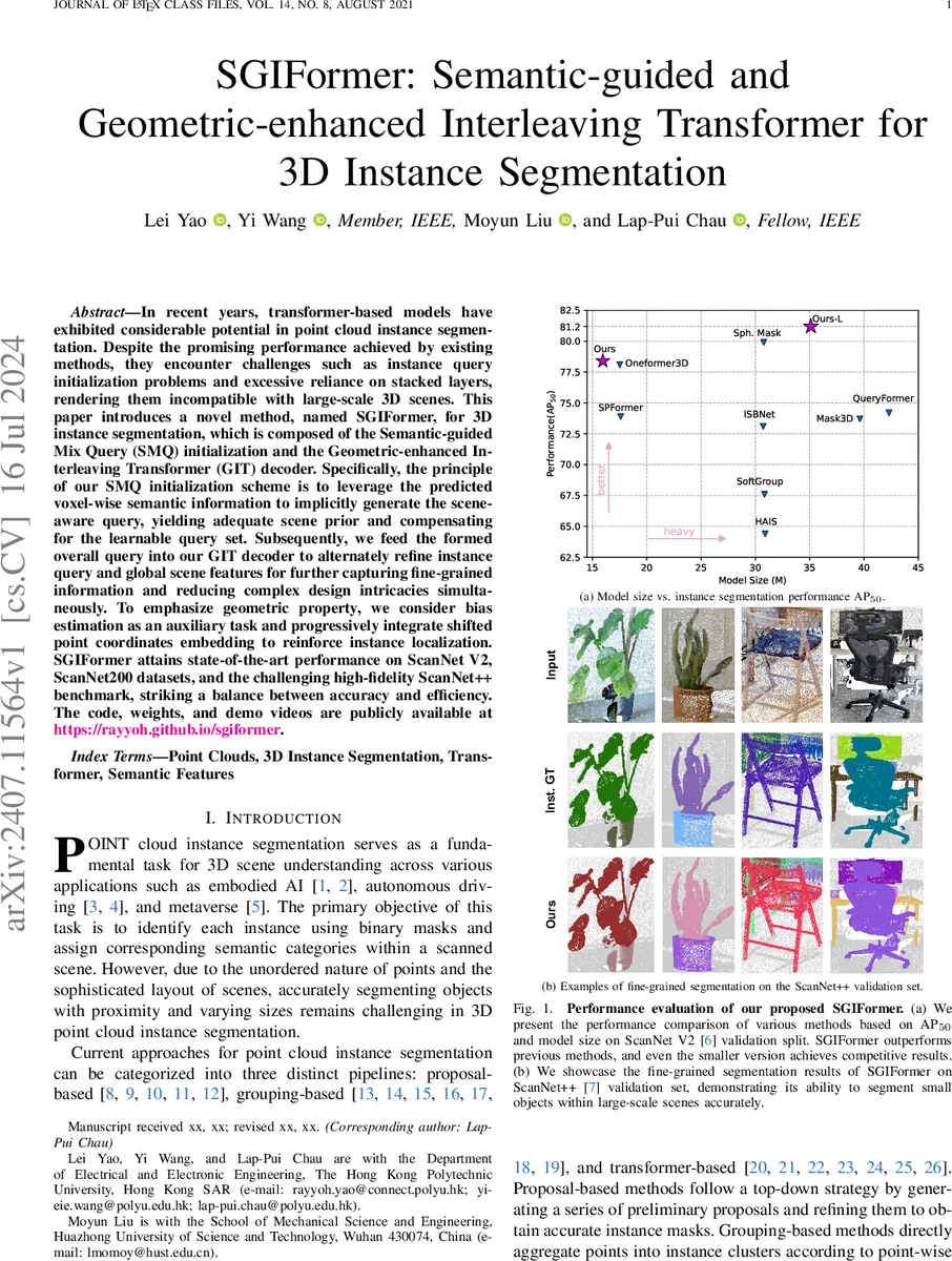 SGIFormer: Semantic-guided and Geometric-enhanced Interleaving Transformer for 3D Instance Segmentation