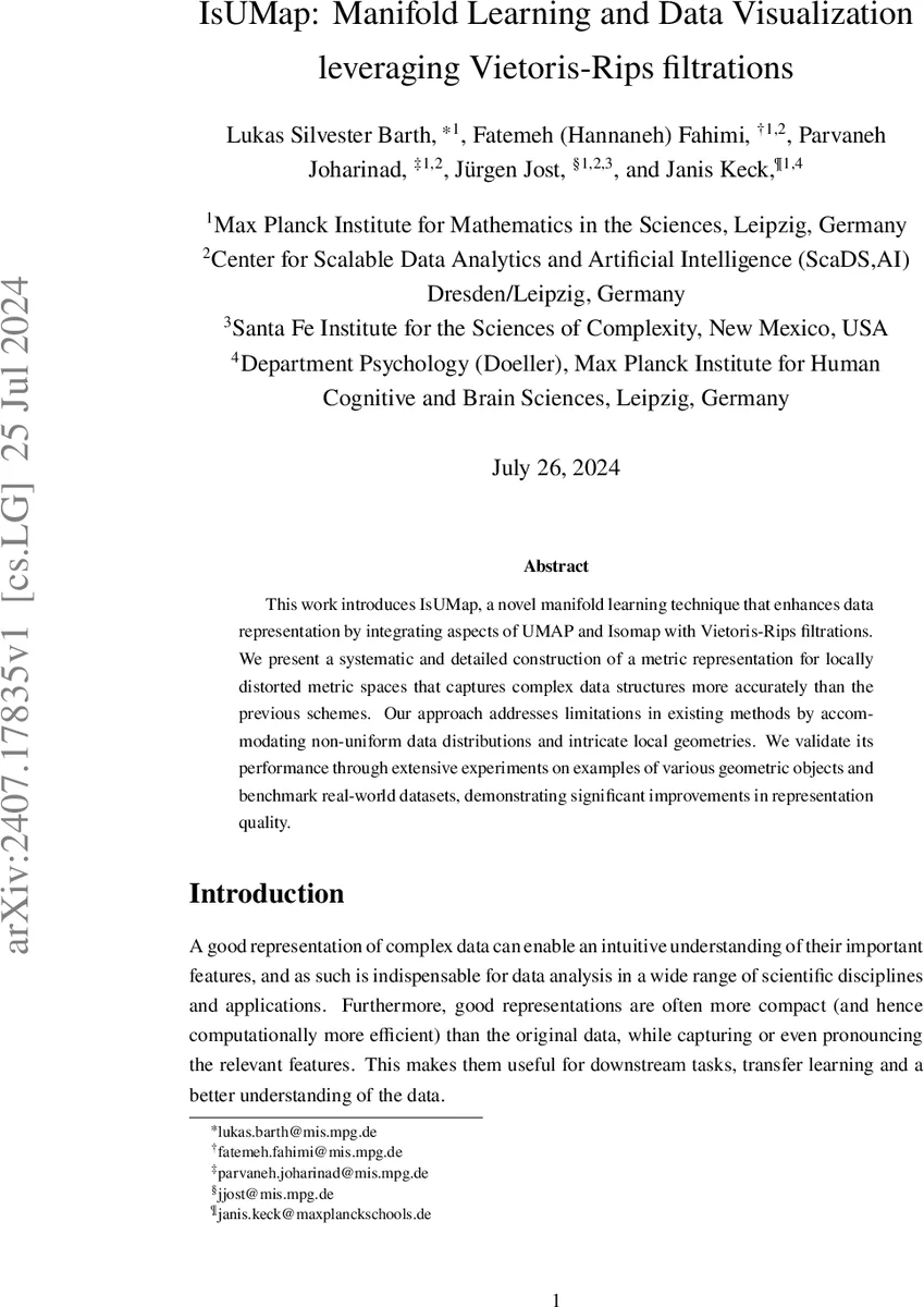 IsUMap: Manifold Learning and Data Visualization leveraging Vietoris-Rips filtrations