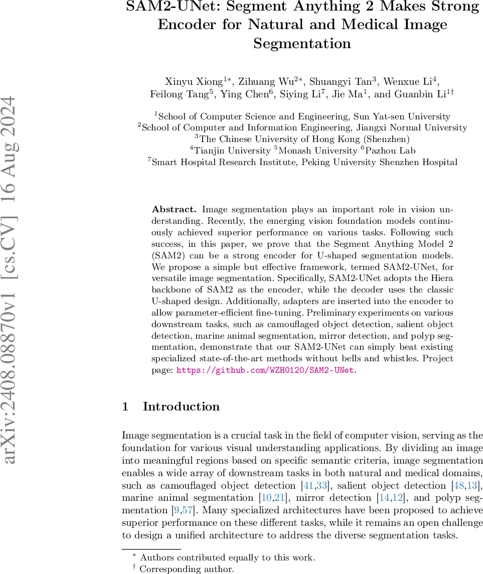 SAM2-UNet: Segment Anything 2 Makes Strong Encoder for Natural and Medical Image Segmentation