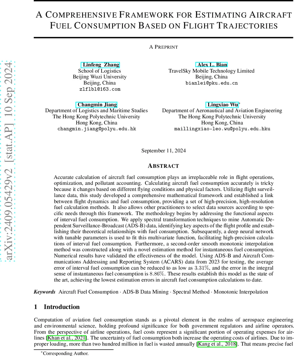 A Comprehensive Framework for Estimating Aircraft Fuel Consumption Based on Flight Trajectories