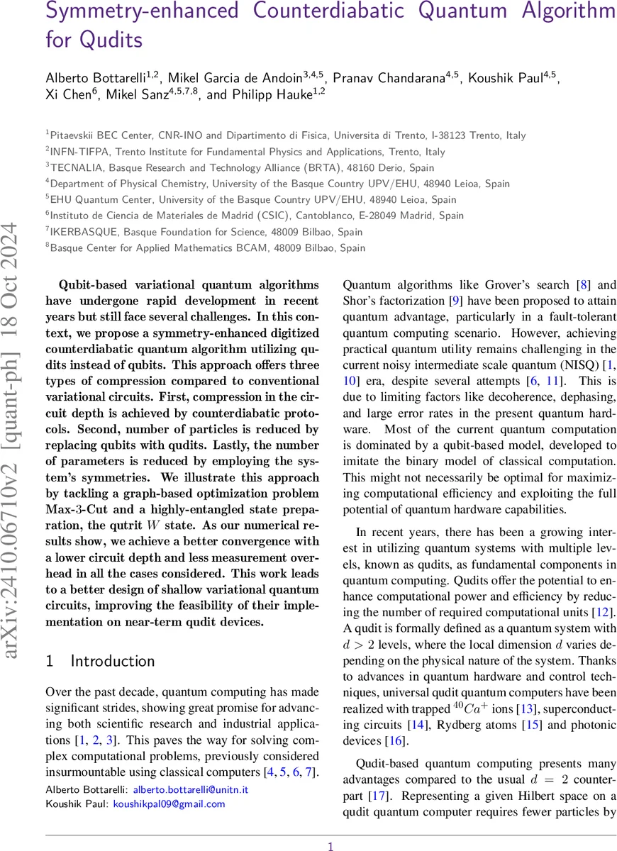 Symmetry-enhanced Counterdiabatic Quantum Algorithm for Qudits
