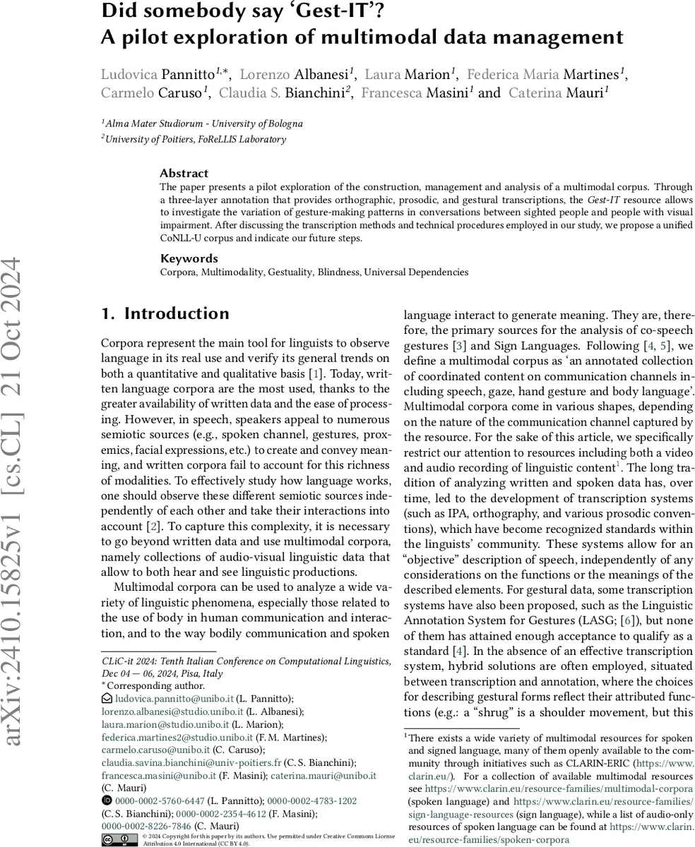 Did somebody say "Gest-IT"? A pilot exploration of multimodal data management