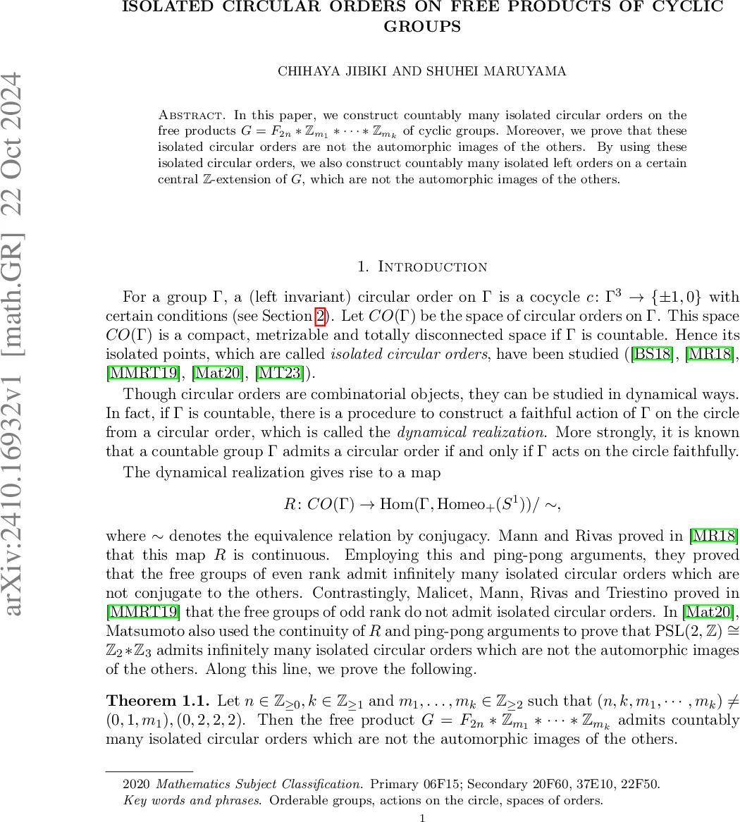 Isolated circular orders on free products of cyclic groups