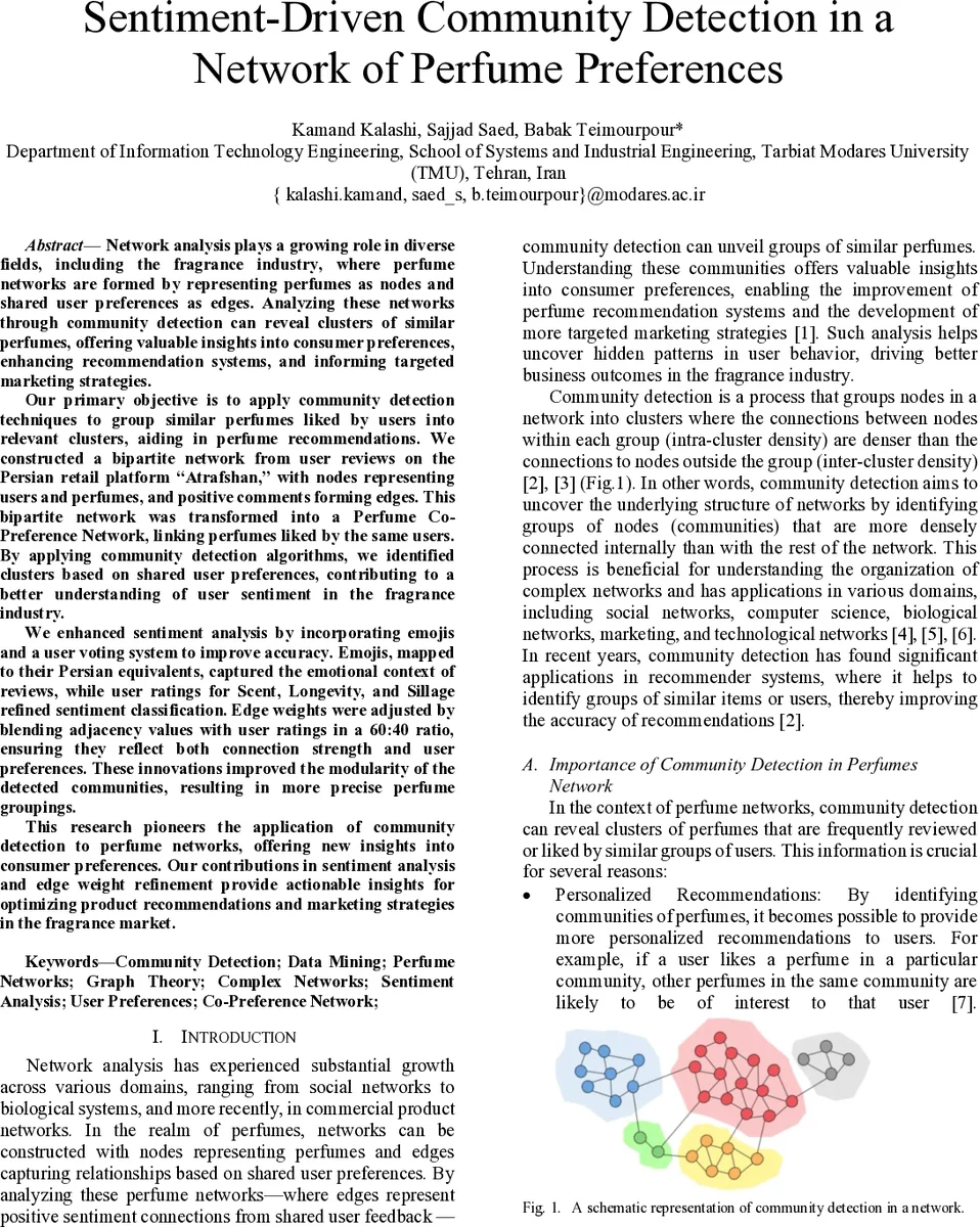 Sentiment-Driven Community Detection in a Network of Perfume Preferences