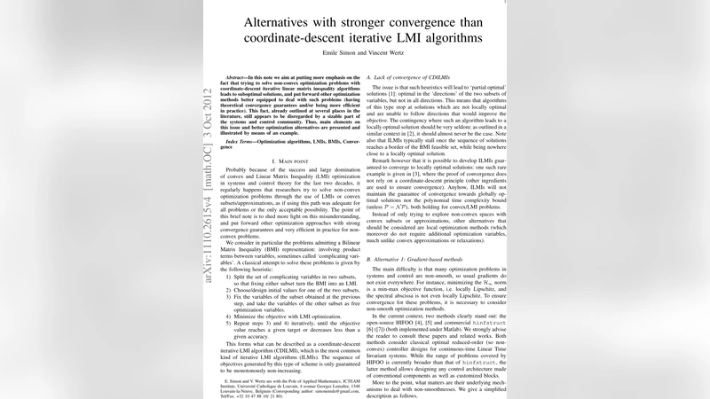 Alternatives with stronger convergence than coordinate-descent iterative   LMI algorithms