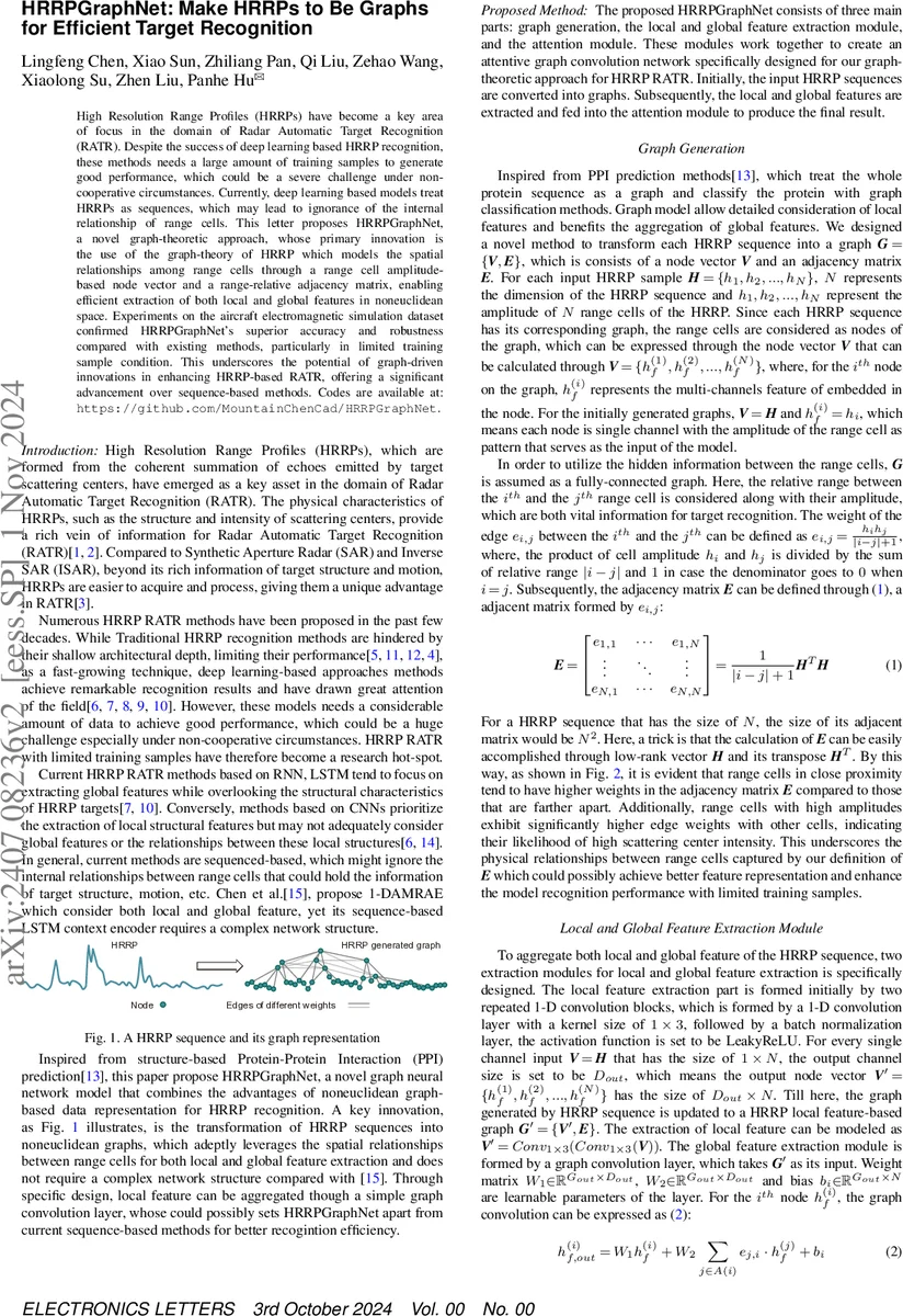 HRRPGraphNet: Make HRRPs to Be Graphs for Efficient Target Recognition