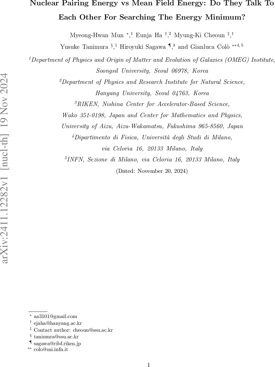 Nuclear Pairing Energy vs Mean Field Energy: Do They Talk To Each Other For Searching The Energy Minimum?
