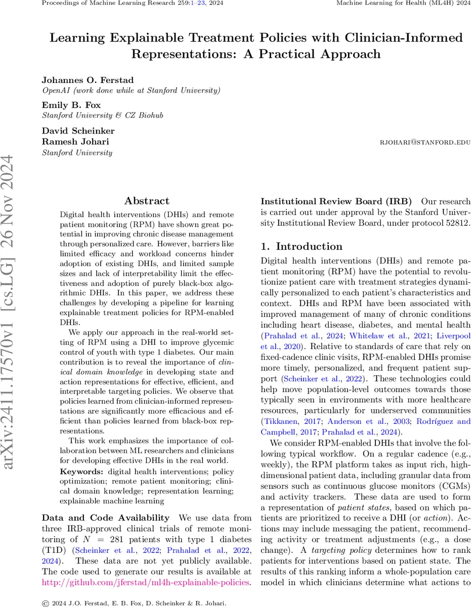 Learning Explainable Treatment Policies with Clinician-Informed Representations: A Practical Approach