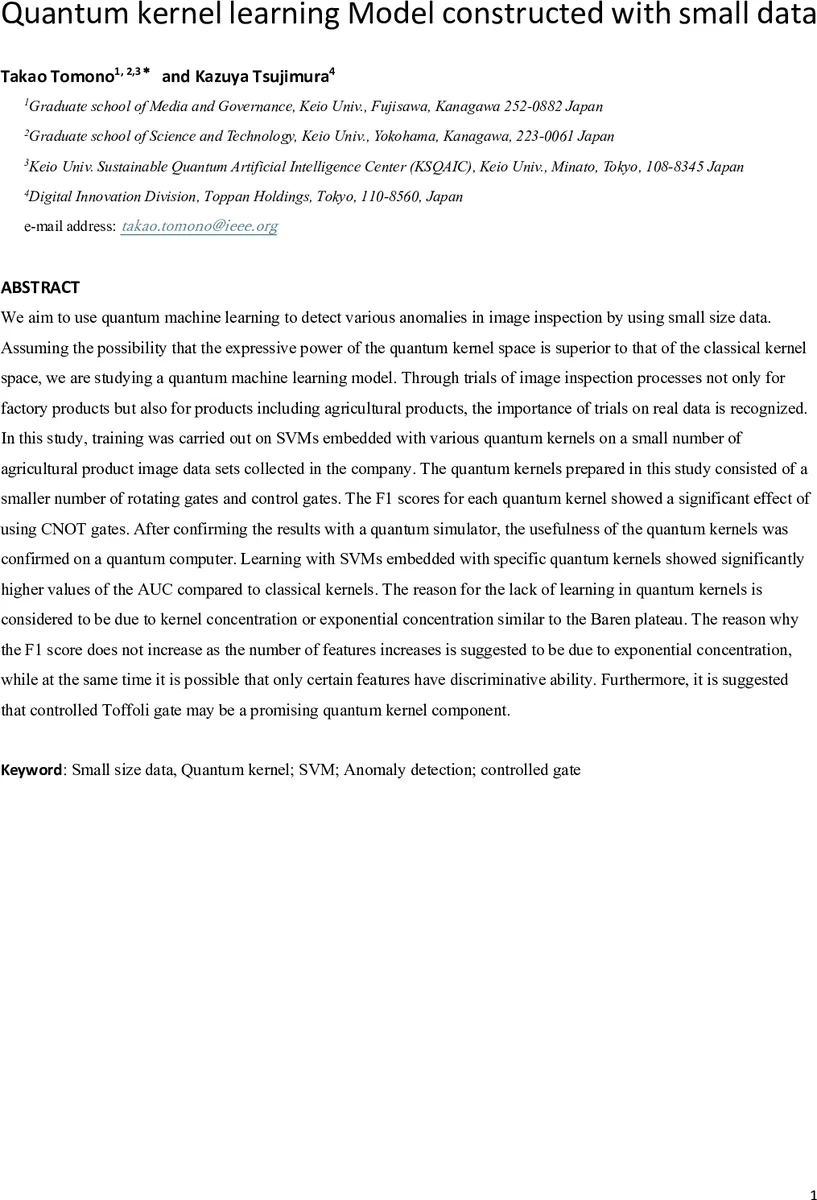 Quantum kernel learning Model constructed with small data