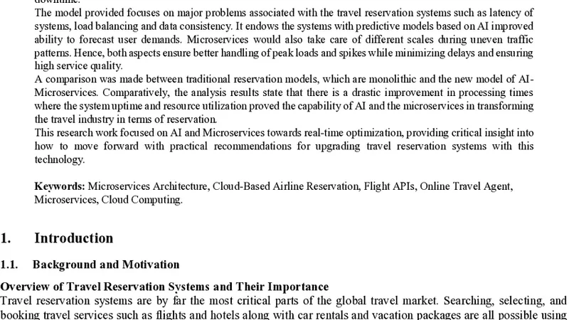 Real-Time Performance Optimization of Travel Reservation Systems Using AI and Microservices
