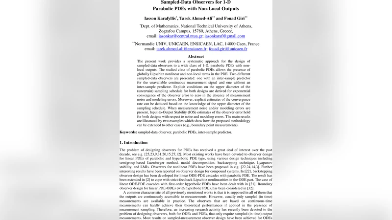 Sampled-Data Observers for 1-D Parabolic PDEs with Non-Local Outputs