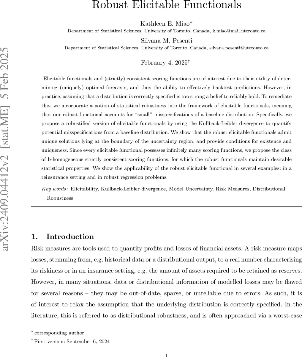 Robust Elicitable Functionals